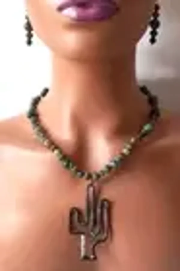 RE SHOOT Patina Seguaro Cactus Fancy Jasper Necklace & Earring Set