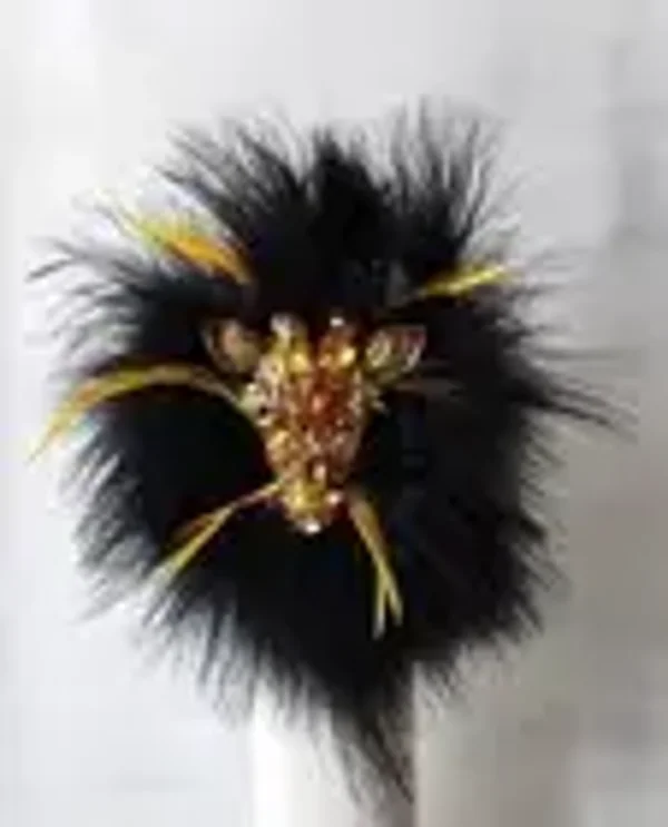 Safari Collection Giraffe Black Marabou Leather Metal Cuff