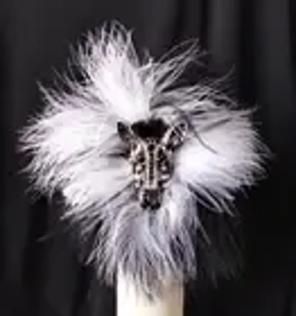 Safari Collection Zebra Black & White Marabou Feathers Cuff