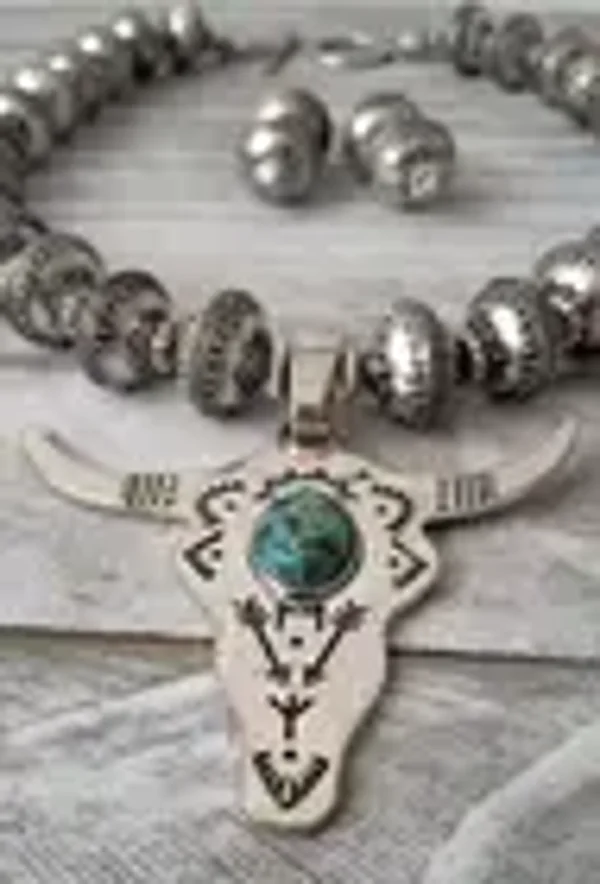 Longhorn Turquoise Cabochon Necklace & Earring Set 2