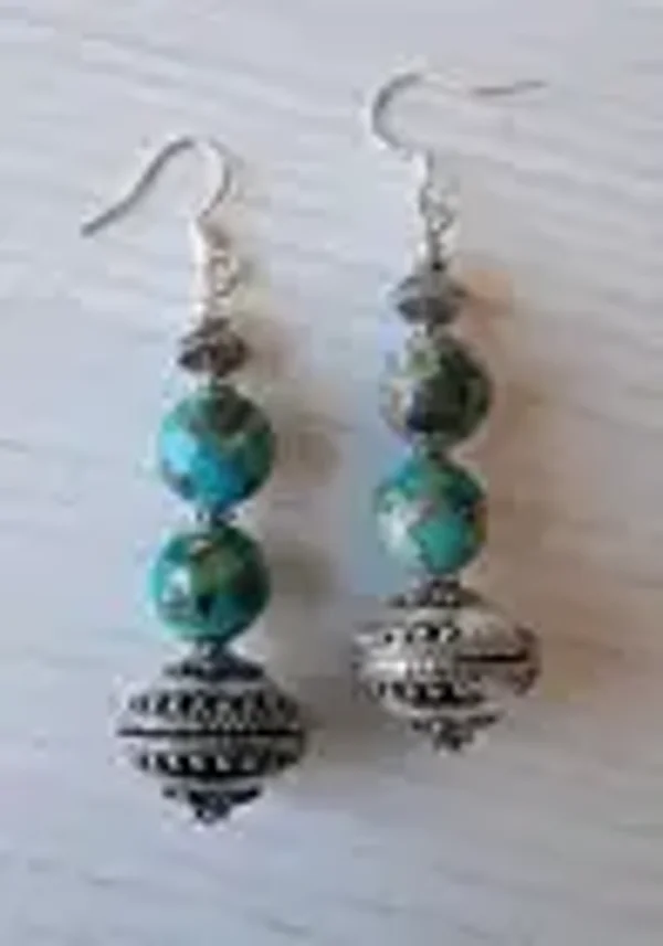 Double strand Longhorn Imperial Jasper Turquoise Cabochon Necklace & Earring Set 7