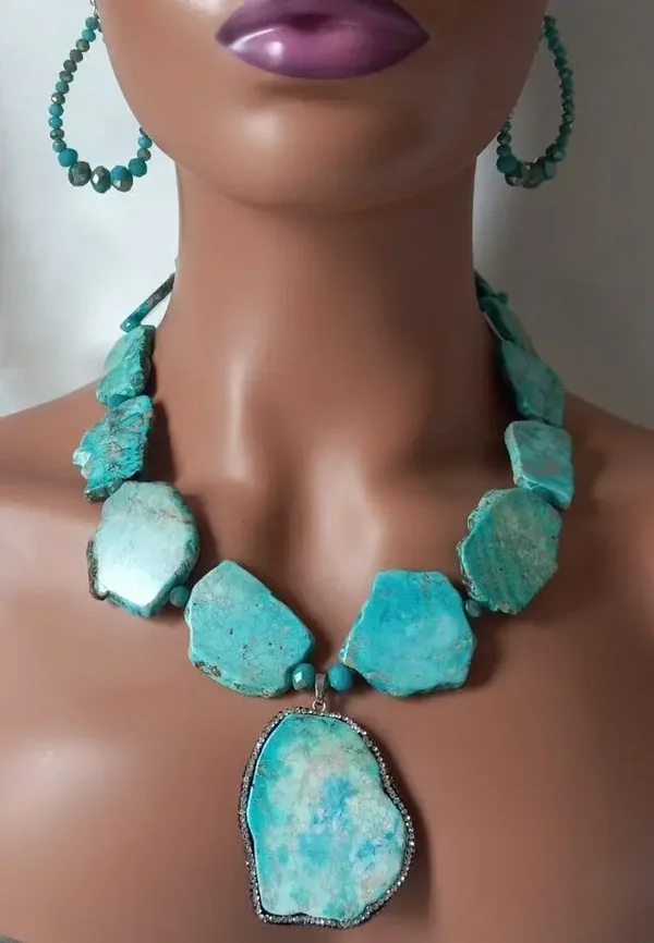 Imperial Jasper Slab Chunky Necklace & Earring Set