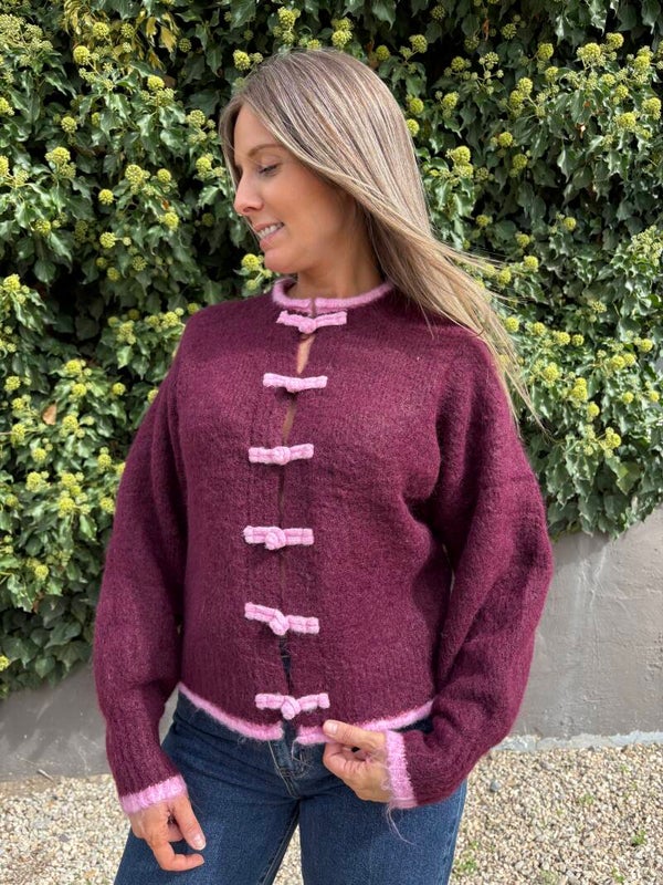 Gilet rose & bordeaux