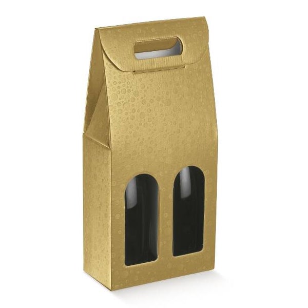 Scatola cartone da 2 bottiglie sfere oro