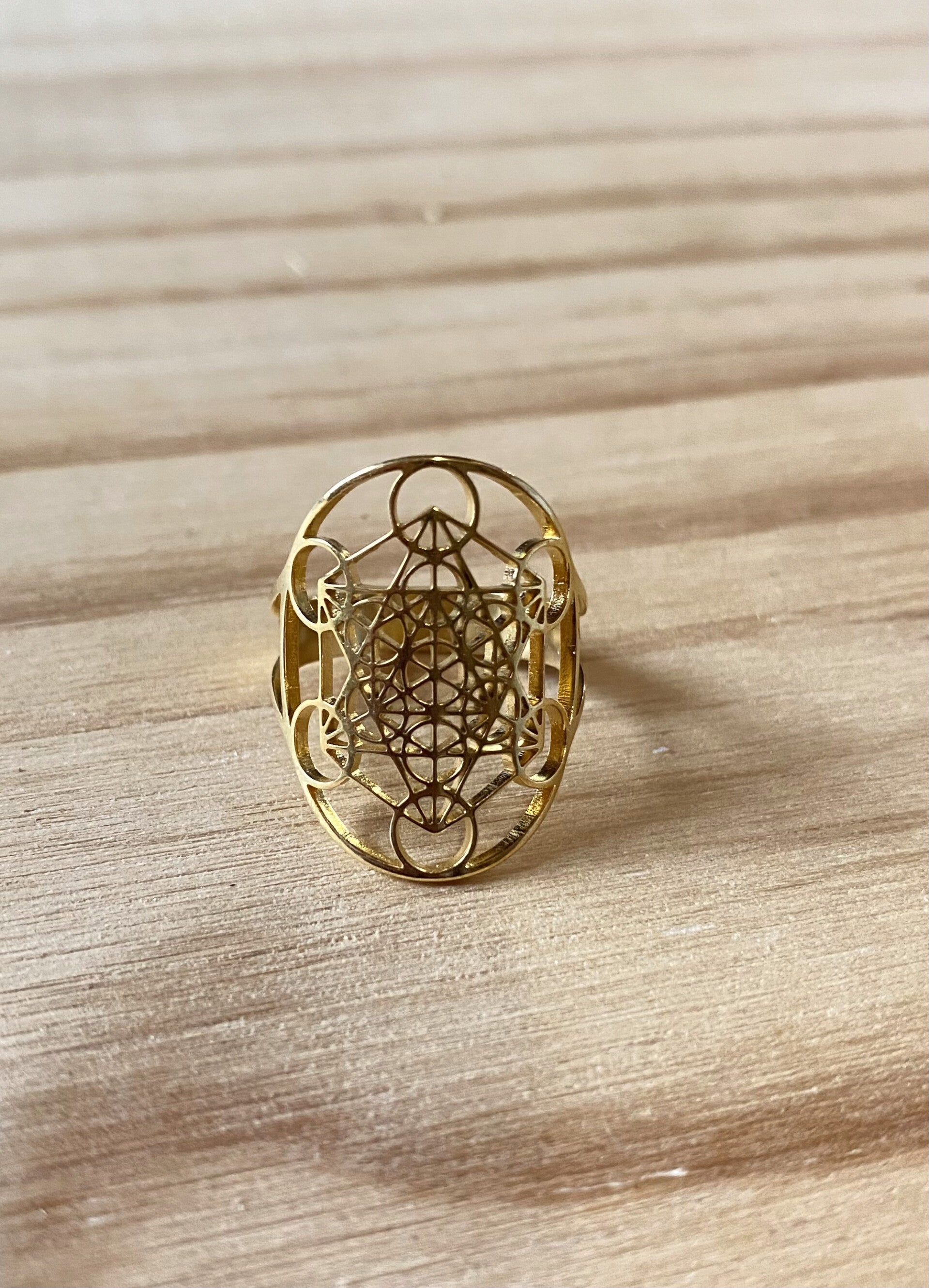 Bague réglable en Acier Inoxydable - Motif de Métatron