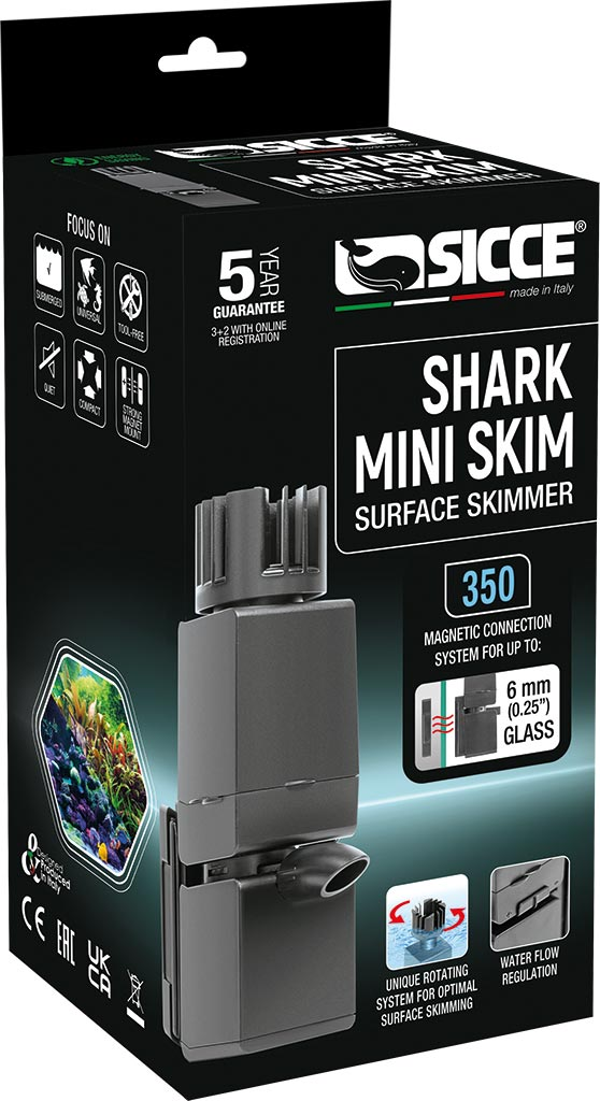 Sicce SHARK MINI SKIM – Compact Surface Skimmer for Aquariums