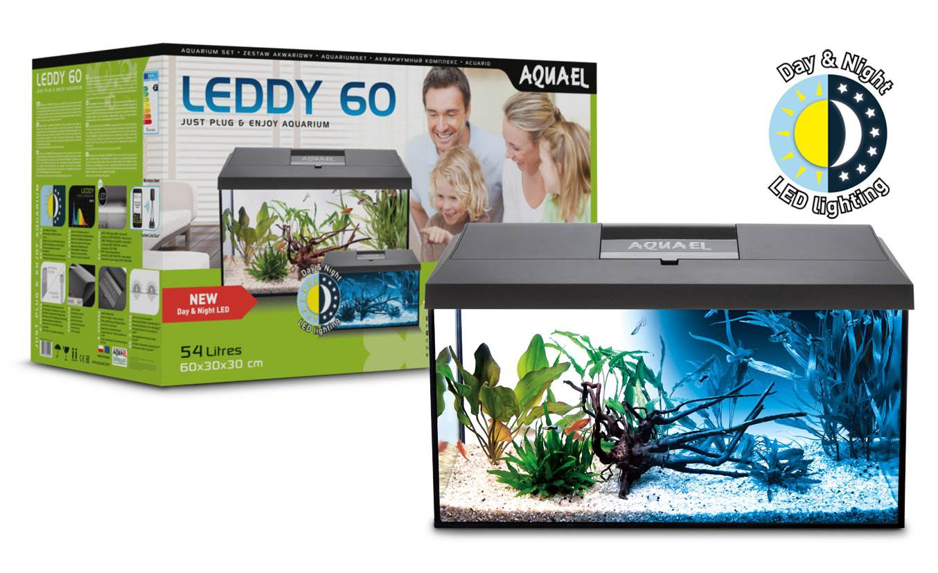Aquael LEDDY Set Day & Night 2.0 – Complete Freshwater Aquarium (40 / 60 / 75)