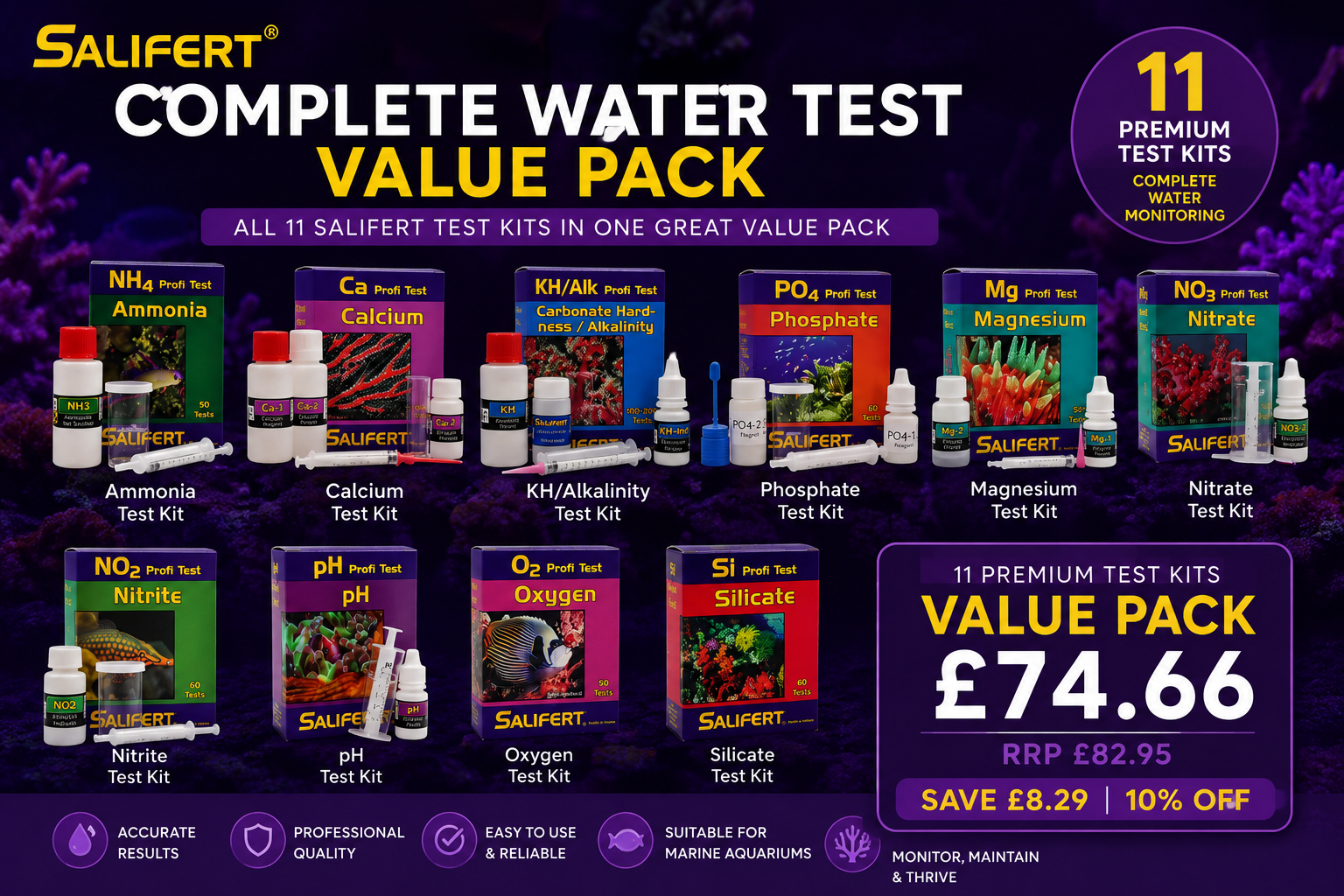 Salifert Complete Water Test Value Pack – 10 Test Kits