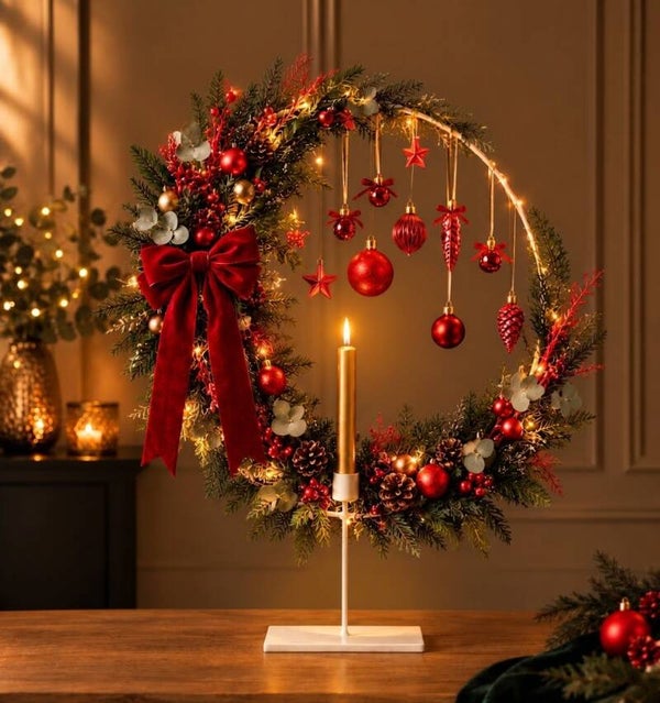 Luxe Kerstring op Standaard met Hangende Ornamenten 🎄✨