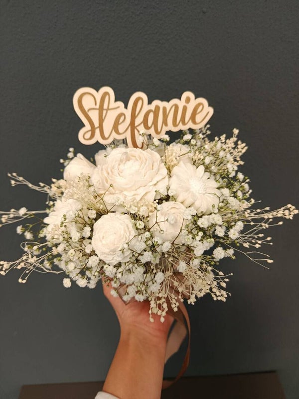 Personalisierte "Ewige Blumen"-Box | Duftkerze mit Namen | Natürlicher Limetten-Duft & Trockenblumen