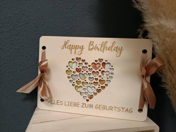 Personalisiertes Geldgeschenk aus Holz | Geburtstagskarte | Geschenkverpackung zum Geburtstag
