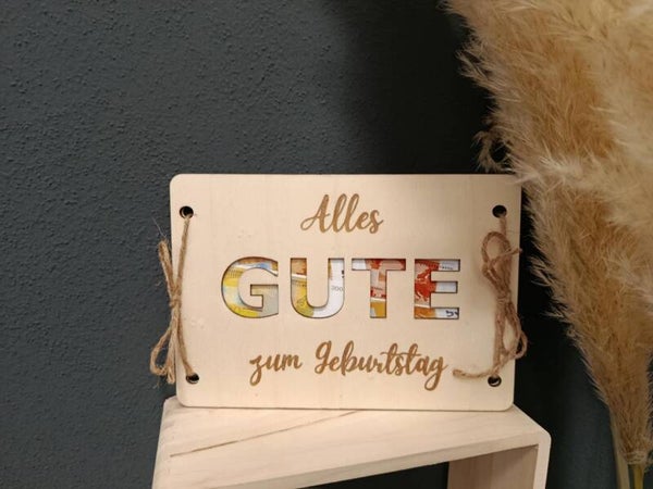 Geldgeschenk aus Holz | Geburtstagskarte | Geschenkverpackung zum Geburtstag