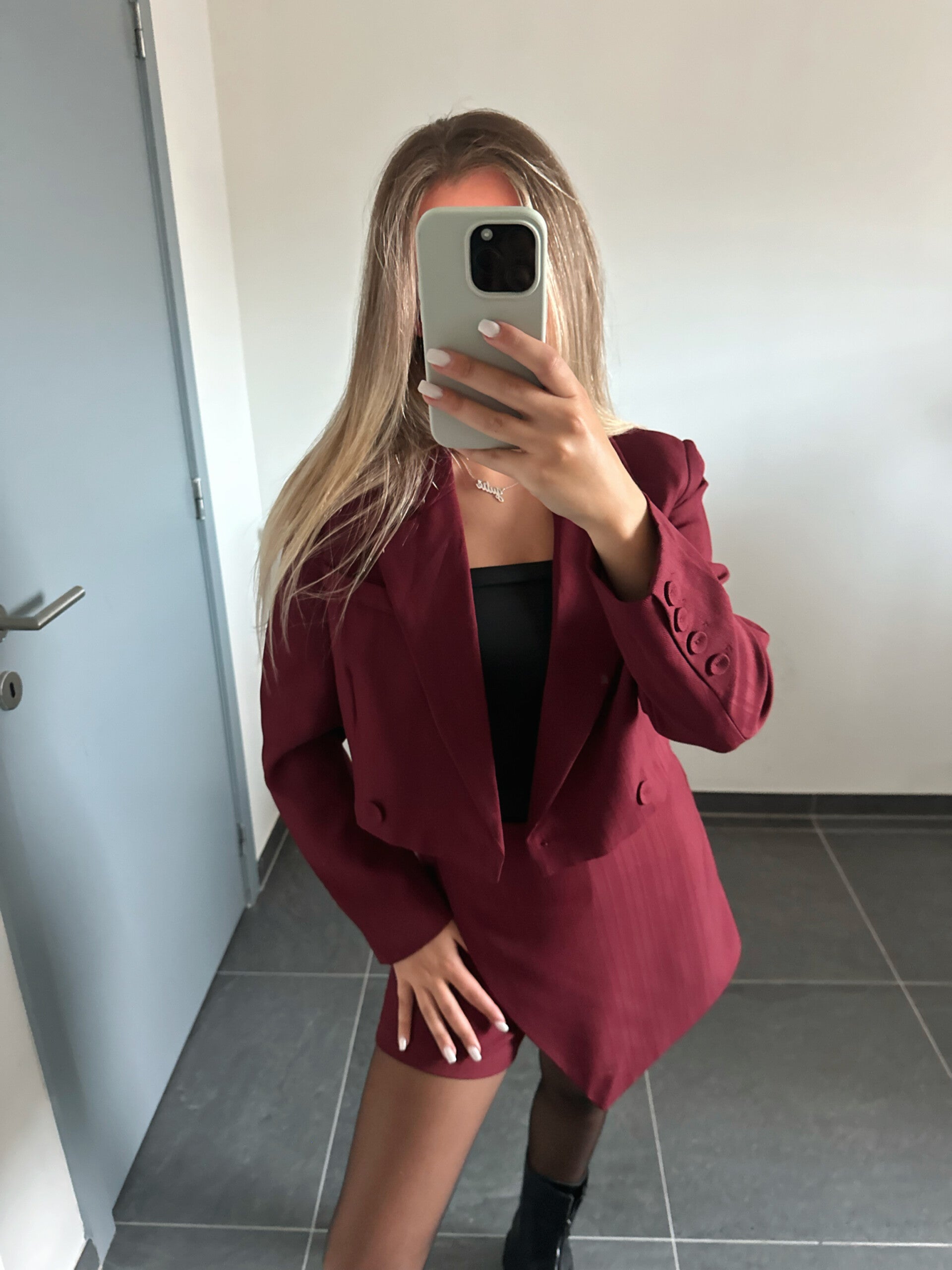 Burgundy cropped blazer
