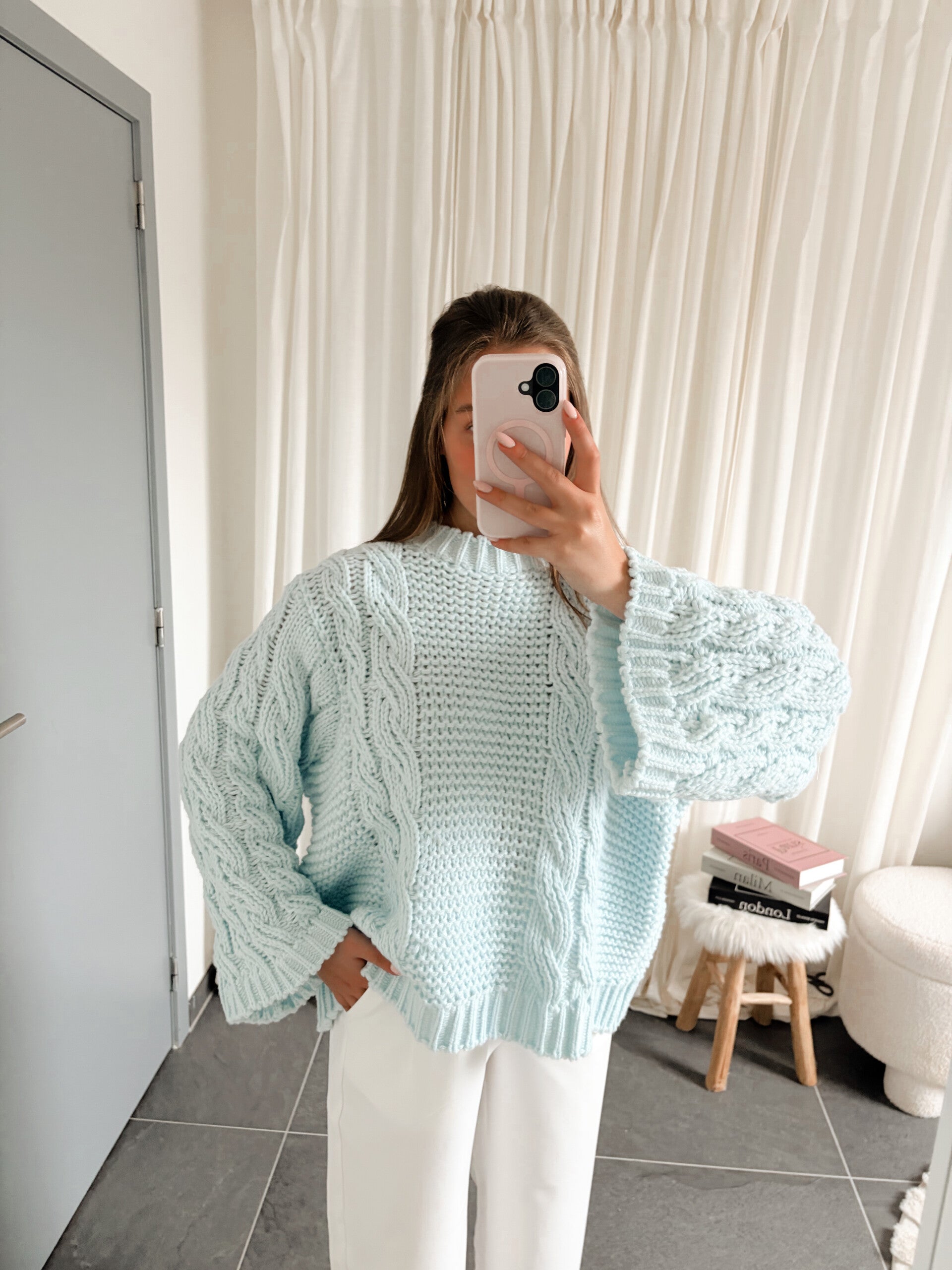 Crochet sweater - soft blue