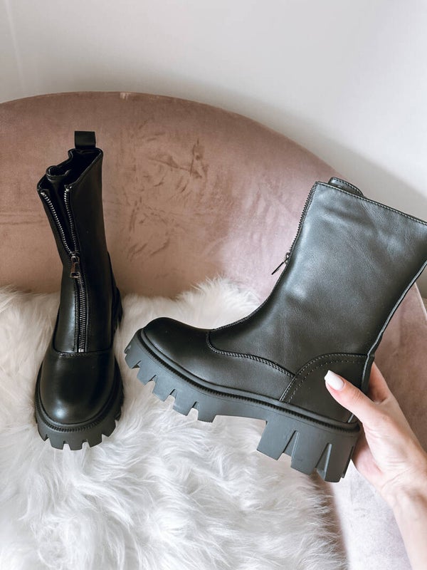 Black leather boots