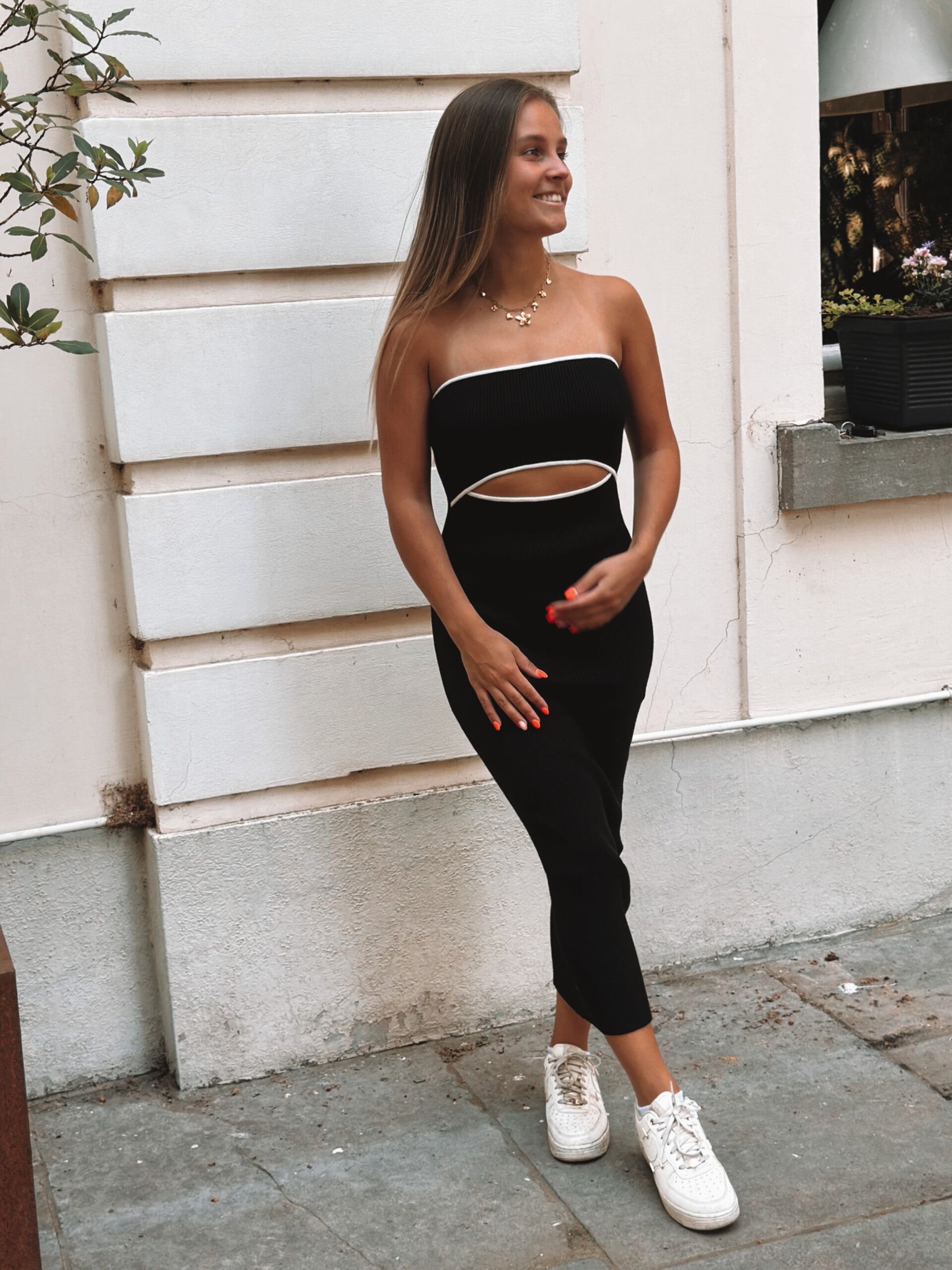 Long bandeau dress - black