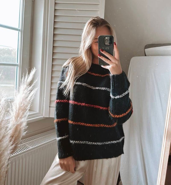 Black striped knit