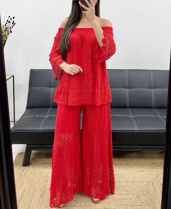 Pantalon style Bohème Rouge