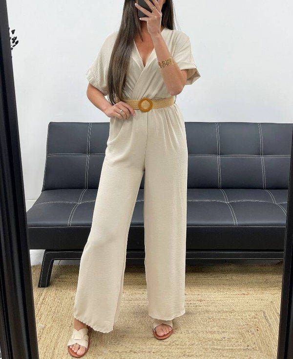 Combinaison Pantalon + ceinture beige