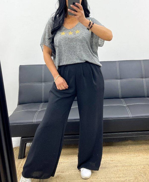 T-shirt chiné étoiles noir