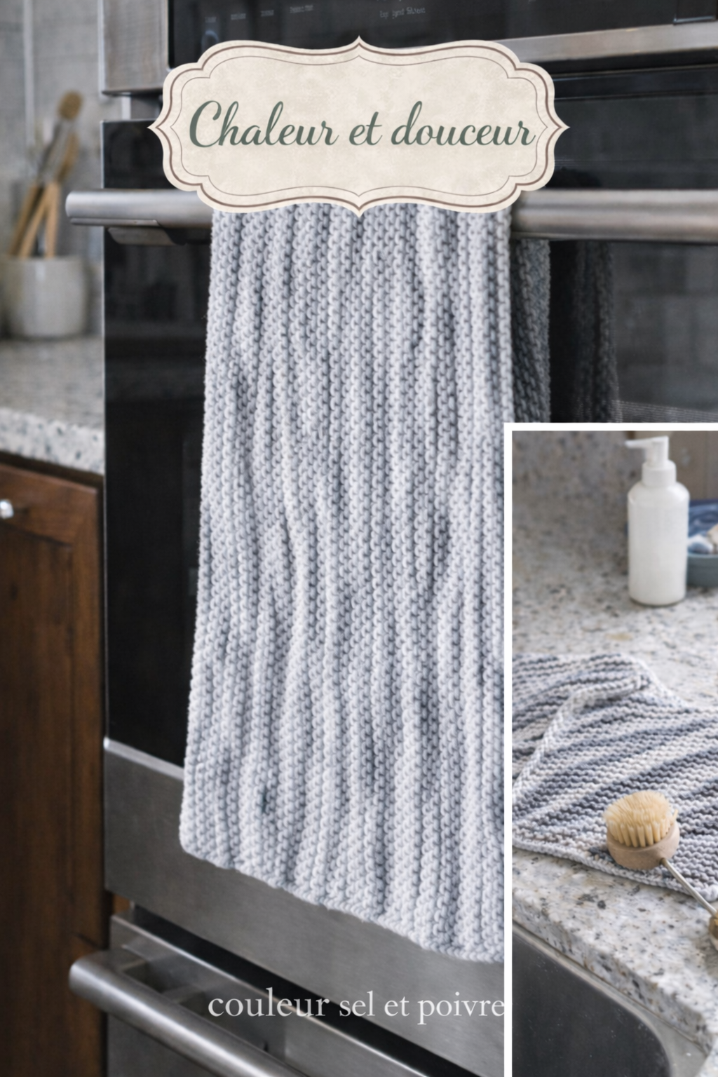 🧶 Ensemble Cuisine – Linge à Vaisselle + Guenille | Fait main au Québec