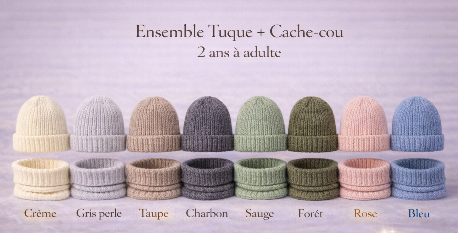 🧶 Ensemble cache-cou et tuque 2 à adulte
