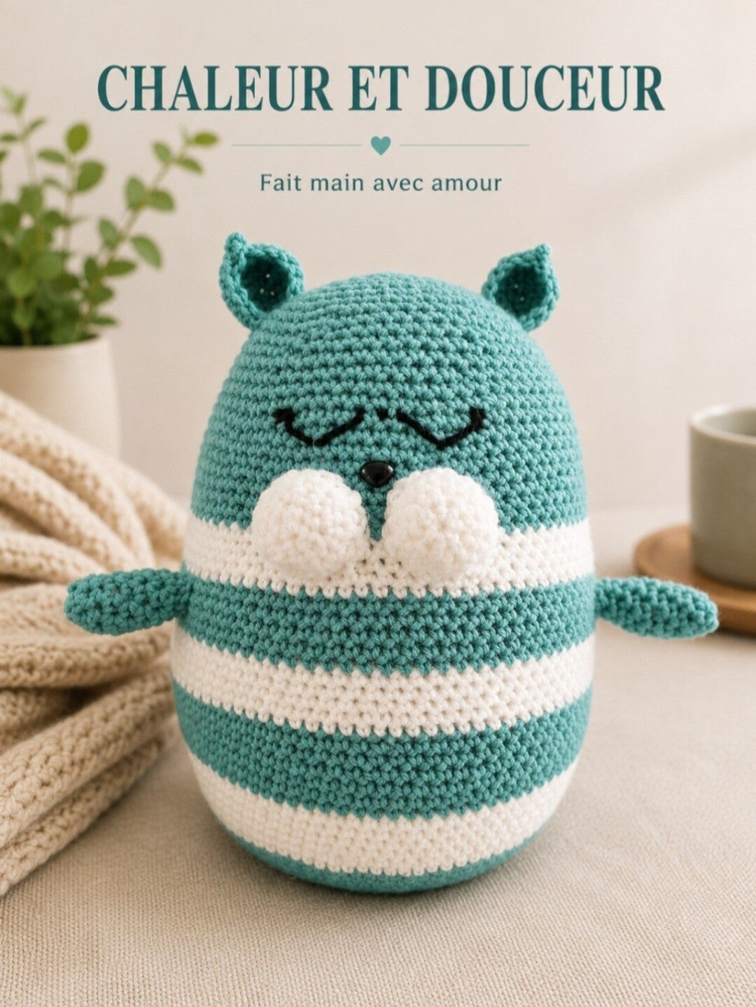 🐾💙 Coussin Chat Sensoriel – Fait main avec amour💙🐾