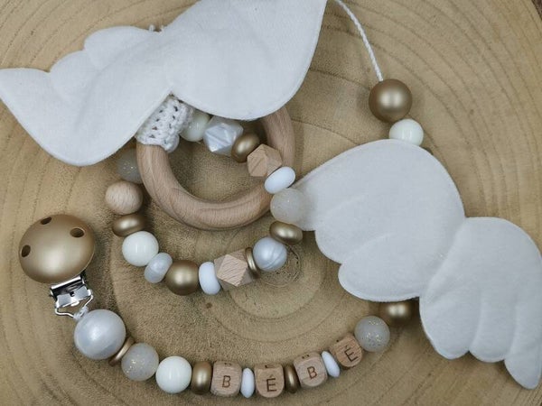 Anneau de dentition & Attache tétine Ailes d Ange