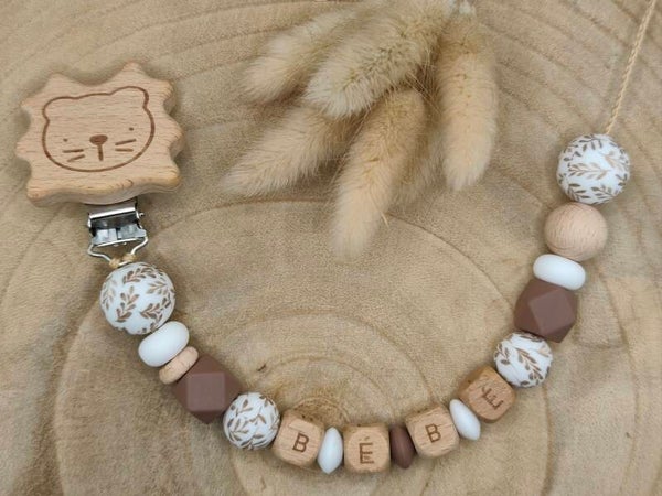 • Attache tétine avec Perles Spéciales Lion •