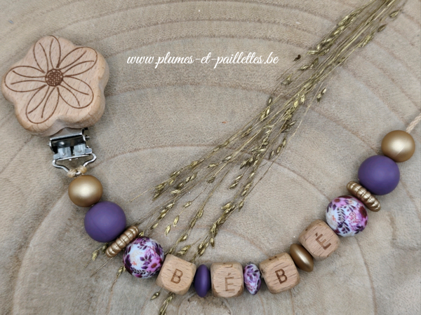 • Attache tétine avec Perles Spéciales Fleurs •