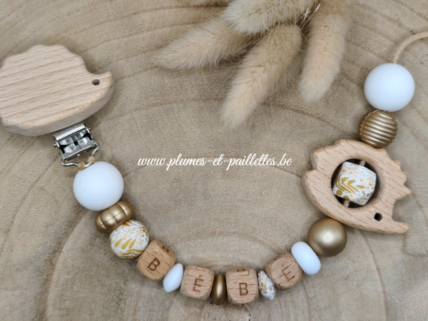 • Attache tétine avec Perles Spéciales Hérisson •