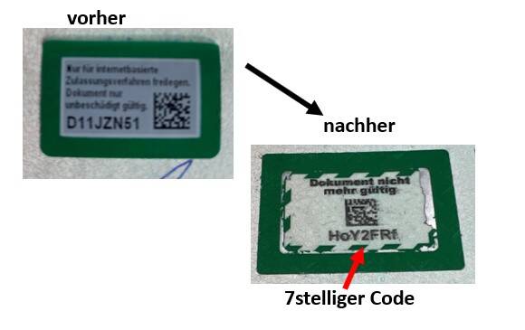 Kfz-Abmeldung Online - freilegen der Codes