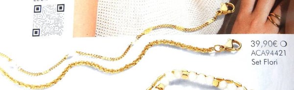 Flori Set mit Süßwasserperlen vergoldet