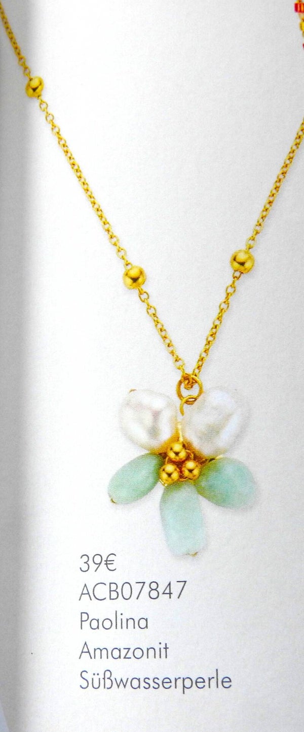Paolina Set mit Süßwasserperlen und Amazonit