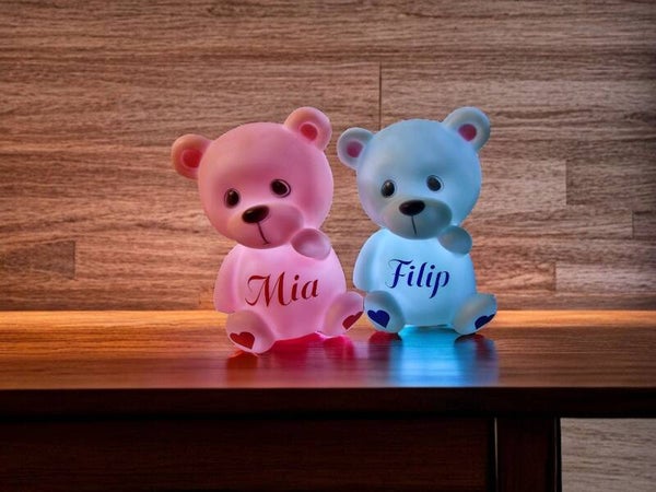 Night Light Baby Child Bear White with Name
