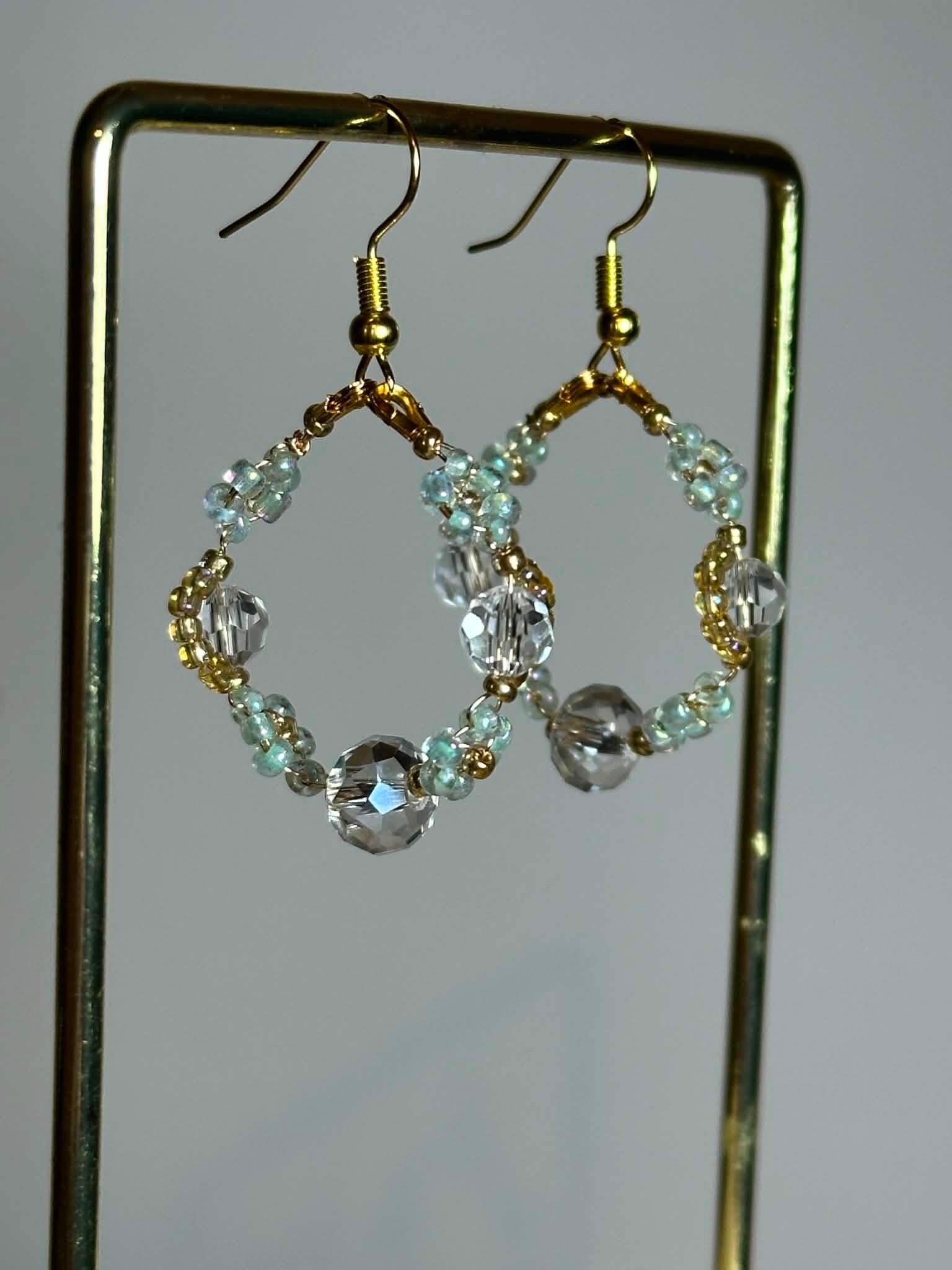 Floral Hoop Drop Earrings