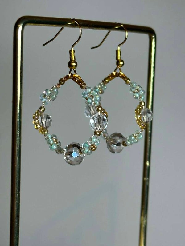 Floral Hoop Drop Earrings