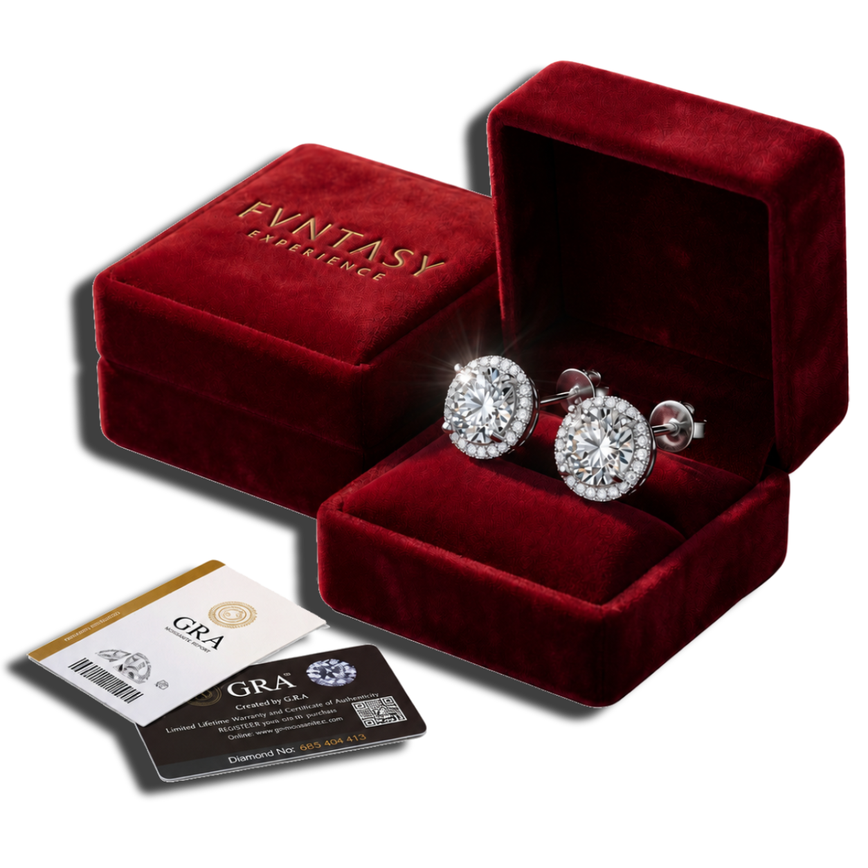 VVS1 Moissanite Diamond Tested Ear Studs - GRA Certified, Luxury Box & Certificate Papers