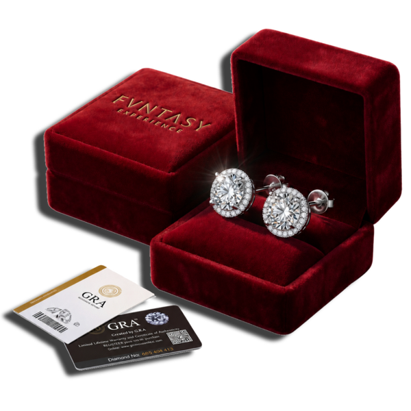 VVS1 Moissanite Diamond Tested Ear Studs - GRA Certified, Luxury Box & Certificate Papers