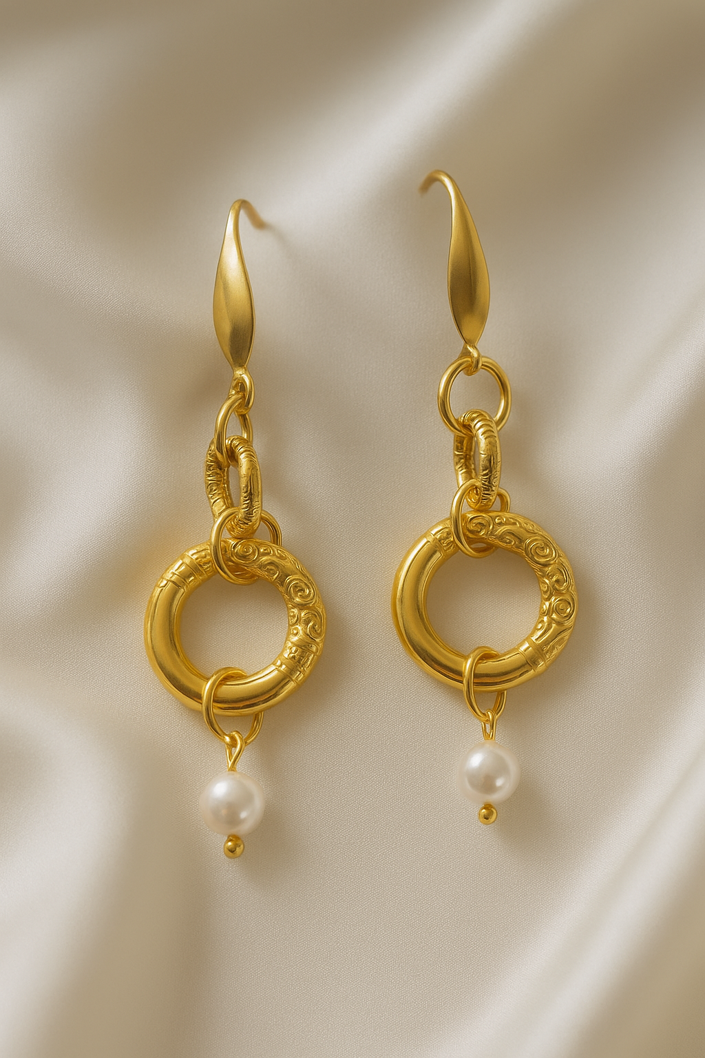 Gold and pearl accented drop earrings