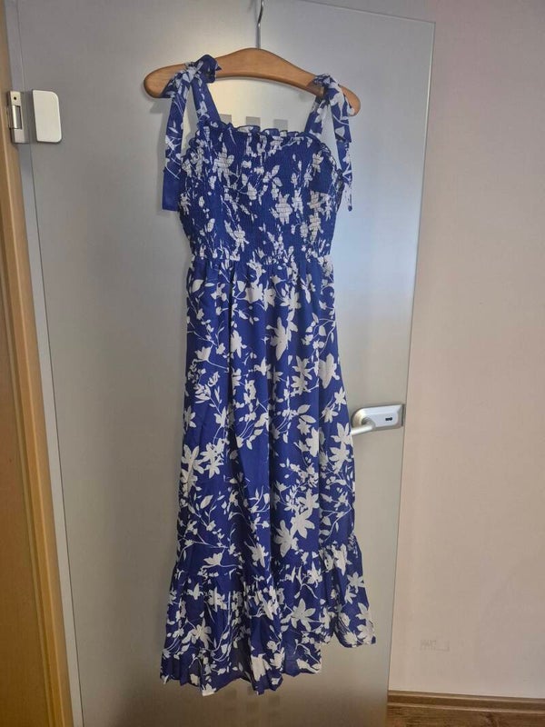 Blau weiß geblümtes Maxikleid in 42 von Bodyflirt