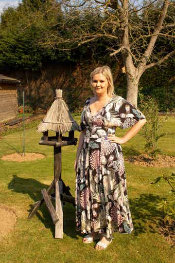 Zwarte maxi jurk met motief