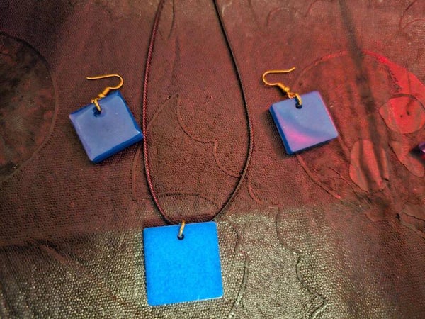 Square necklace and earring set