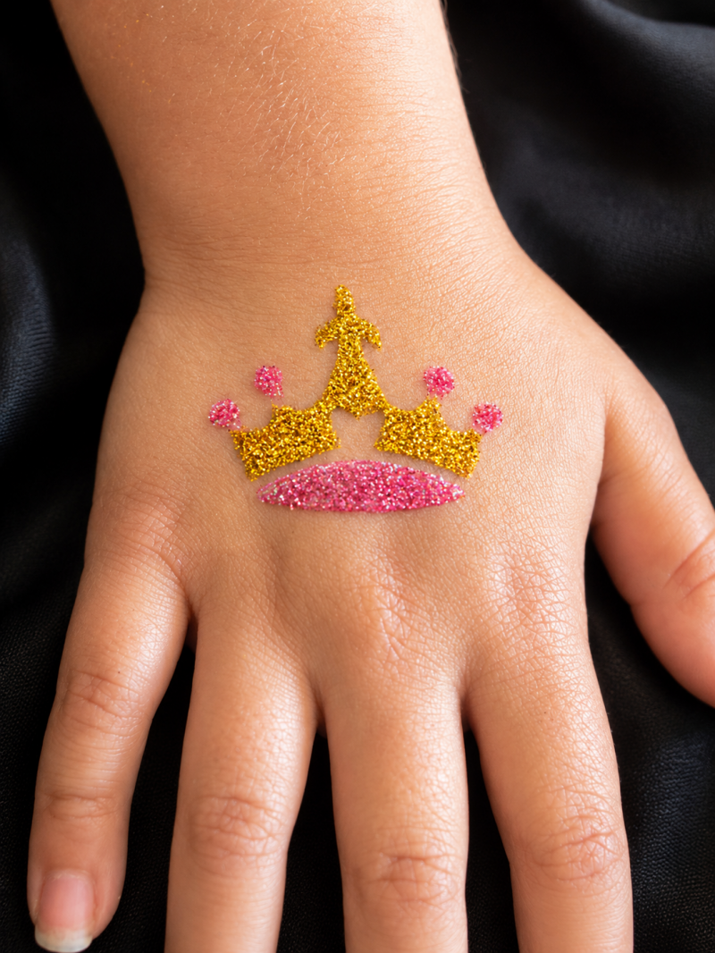 glitter tattoo princess crown