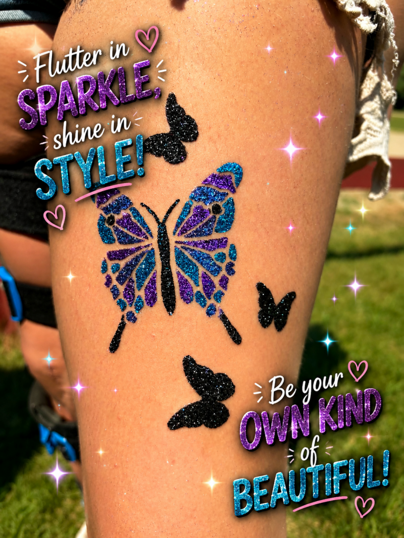 butterfly glitter tattoo birthday party, events, market