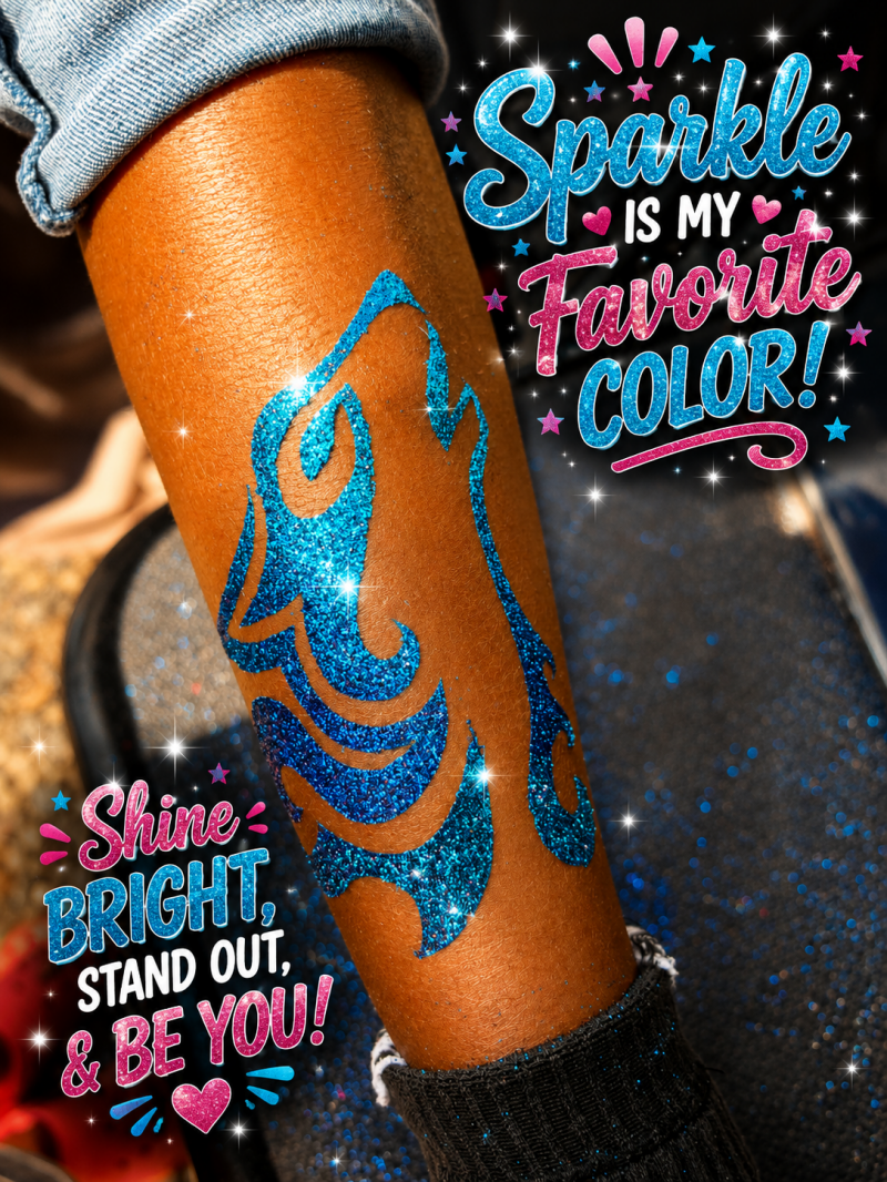 glitter tattoo wolf