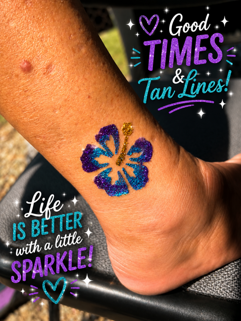 hibiscus flower Stirling settler days market glitter tattoos