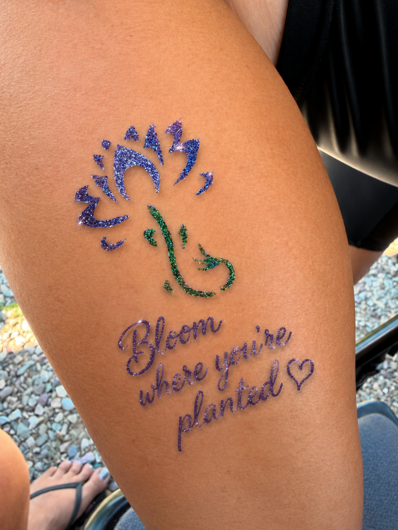 glitter tattoo flower henna
