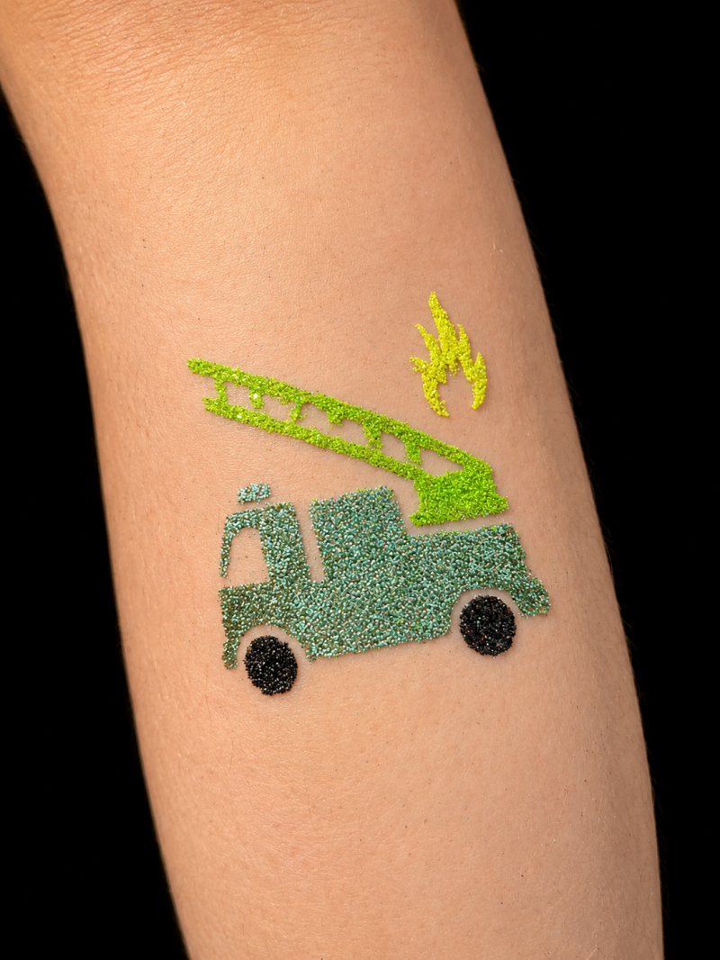 glitter tattoo firetruck