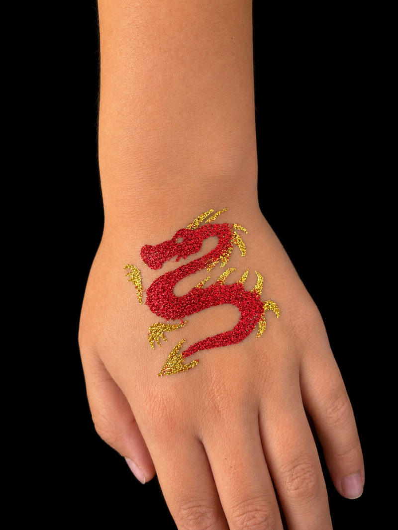 glitter tattoo dragon
